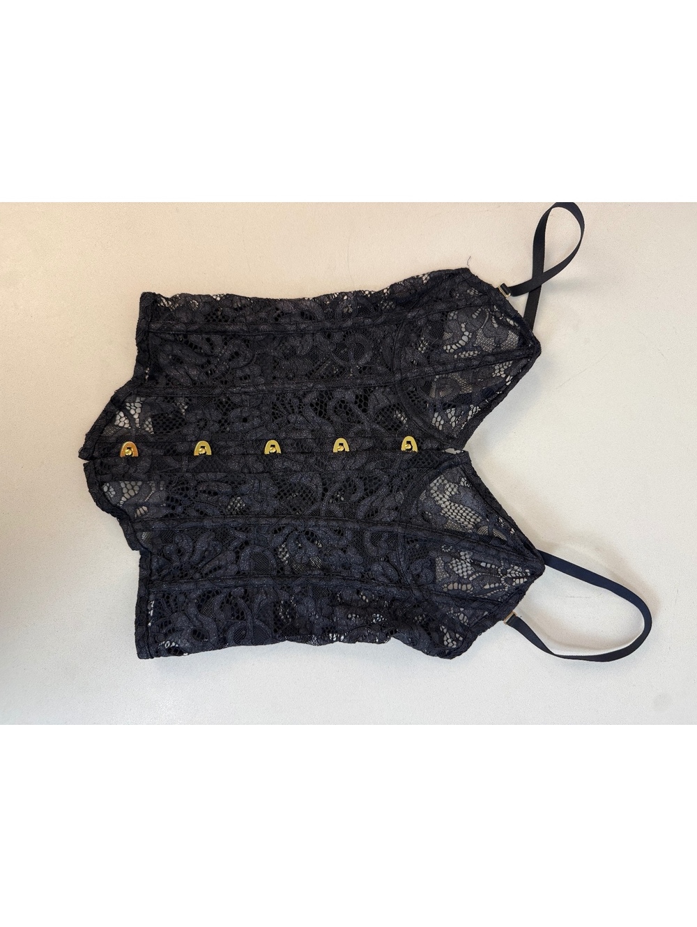 EOS Black Lace Bustier Crop Top with Adjustable Straps